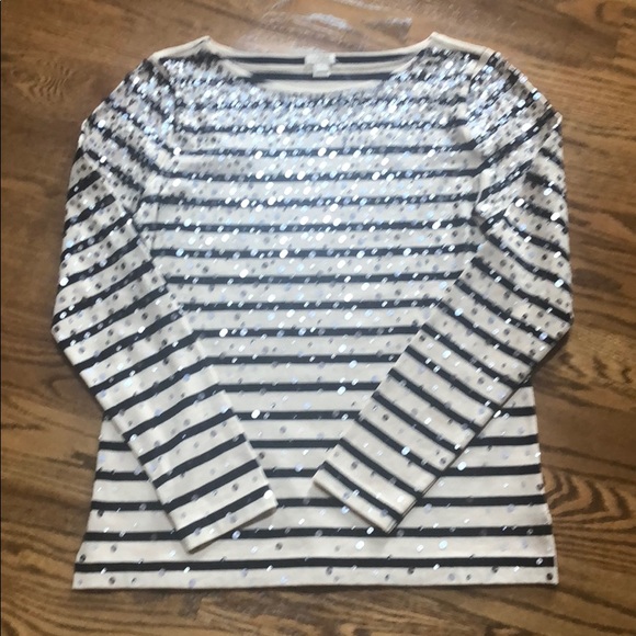 ⬇️NWT J Crew Sparkling Striped Top - Picture 1 of 6